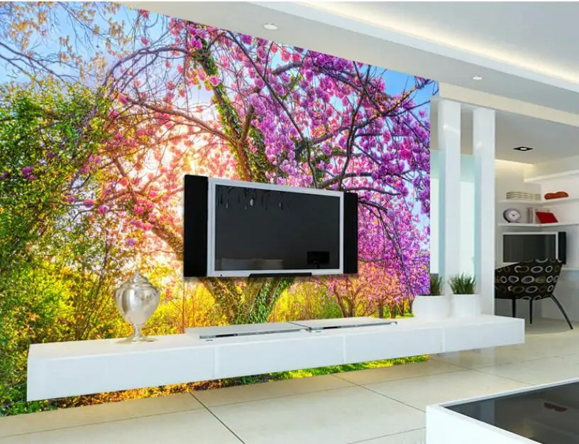 Фотообои CJSIR 3d обои красивый сад Вишневое дерево Сакура цветение настенный фон