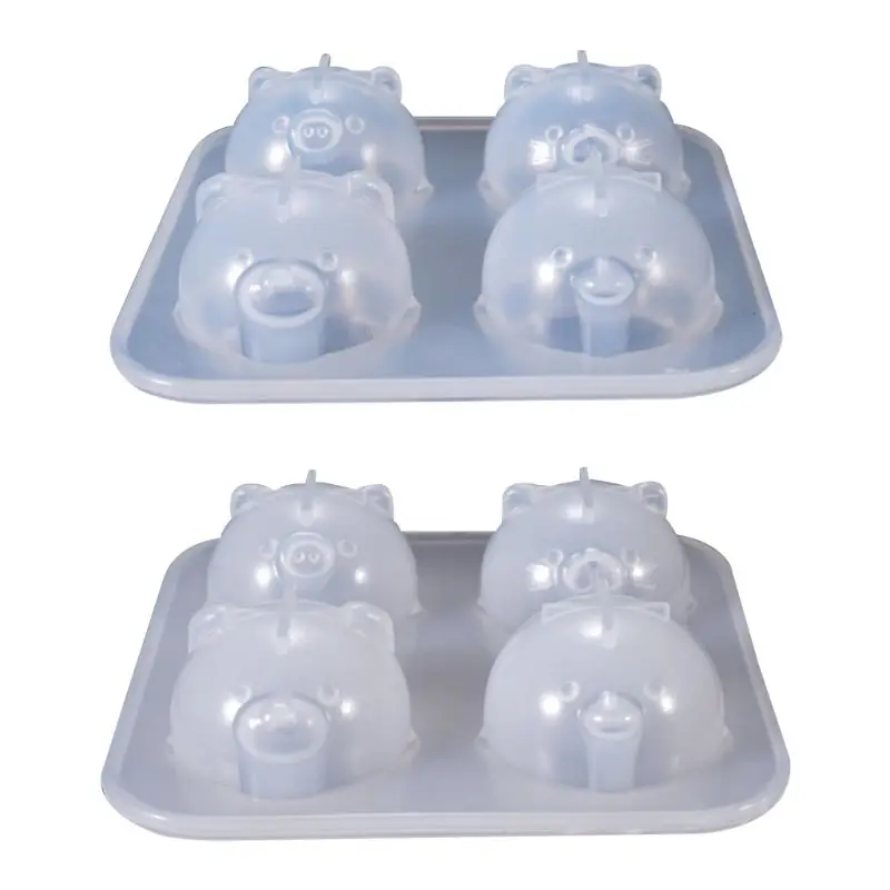 

4 Grid Small Animal Mold DIY Crystal Epoxy Glue Piglet Chick Shape Hanging Ornaments Doll Silicone Molds