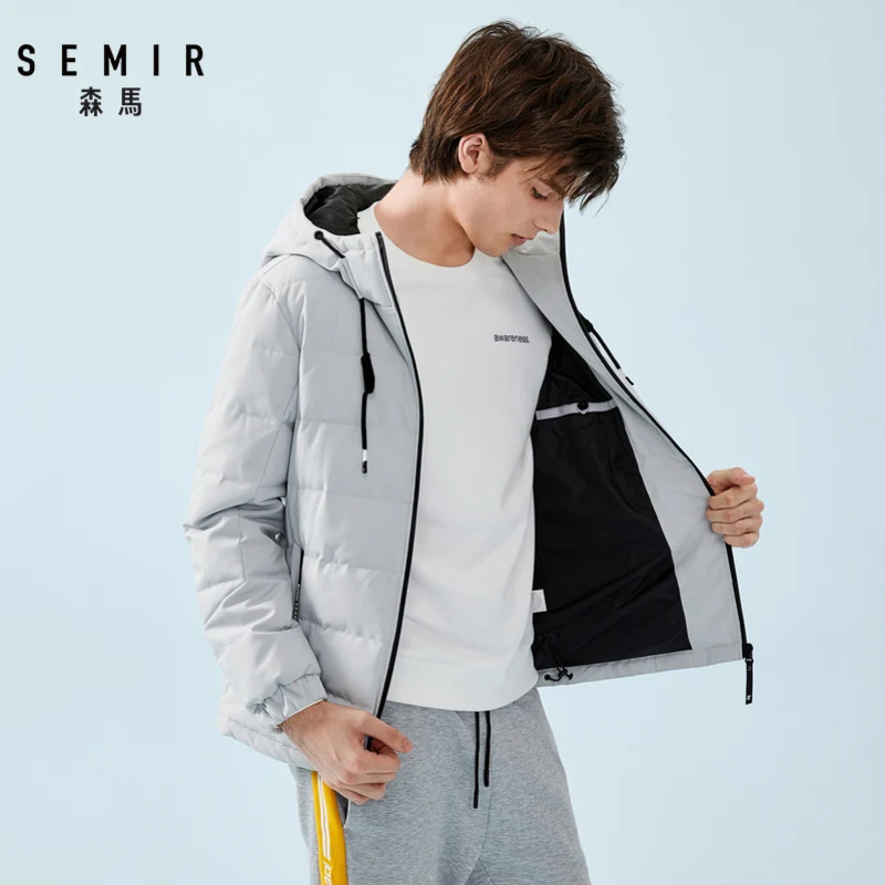 Semir, Зимний короткий пуховик для мужчин,, новая мода, ветровка, куртка с капюшоном, мужская, Студенческая, Повседневная, брендовая, толстое пальто
