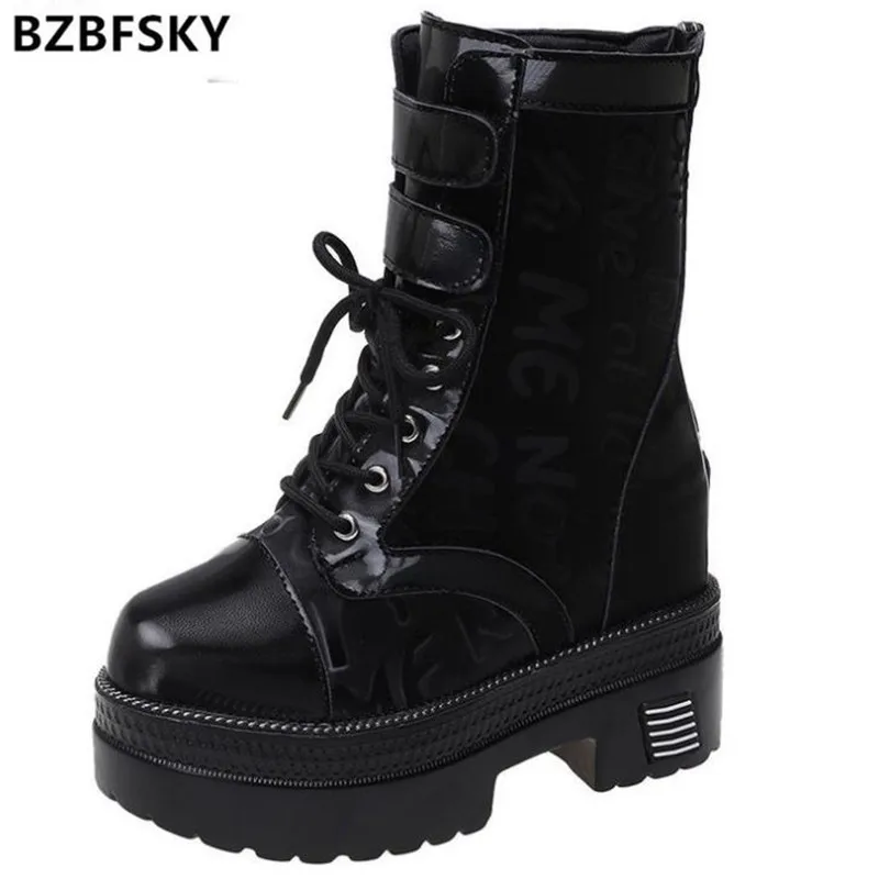 Women's Autumn Ankle Boots Platform Breathable Chunky Sneakers Short Boots Round Toe 10.5cm Heel Thick Bottom Winter Boots New