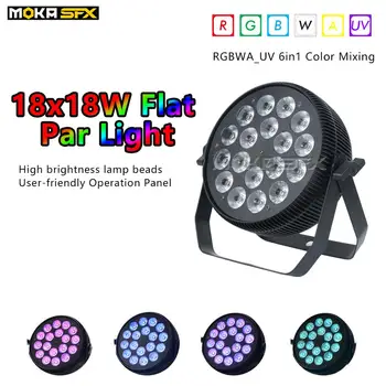 

2pcs/lot Latest Professional Led Par Light 18*18W RGBWA+UV Flat Dj Par Light Stage Lights for Weddings Nightclub Party