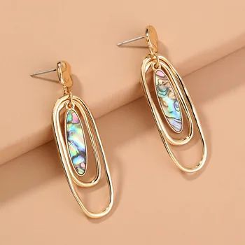 

2020 Vintage Ornament Ellipse Abalone Shell Multilayer Fashion Earrings Elegant Versat
