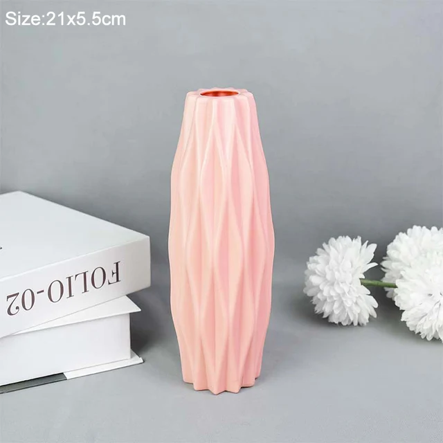 Modern Flower Vase White Pink Plastic Vase Flower Pot Basket Nordic Home Living Room Decoration Ornament Flower Arrangement B