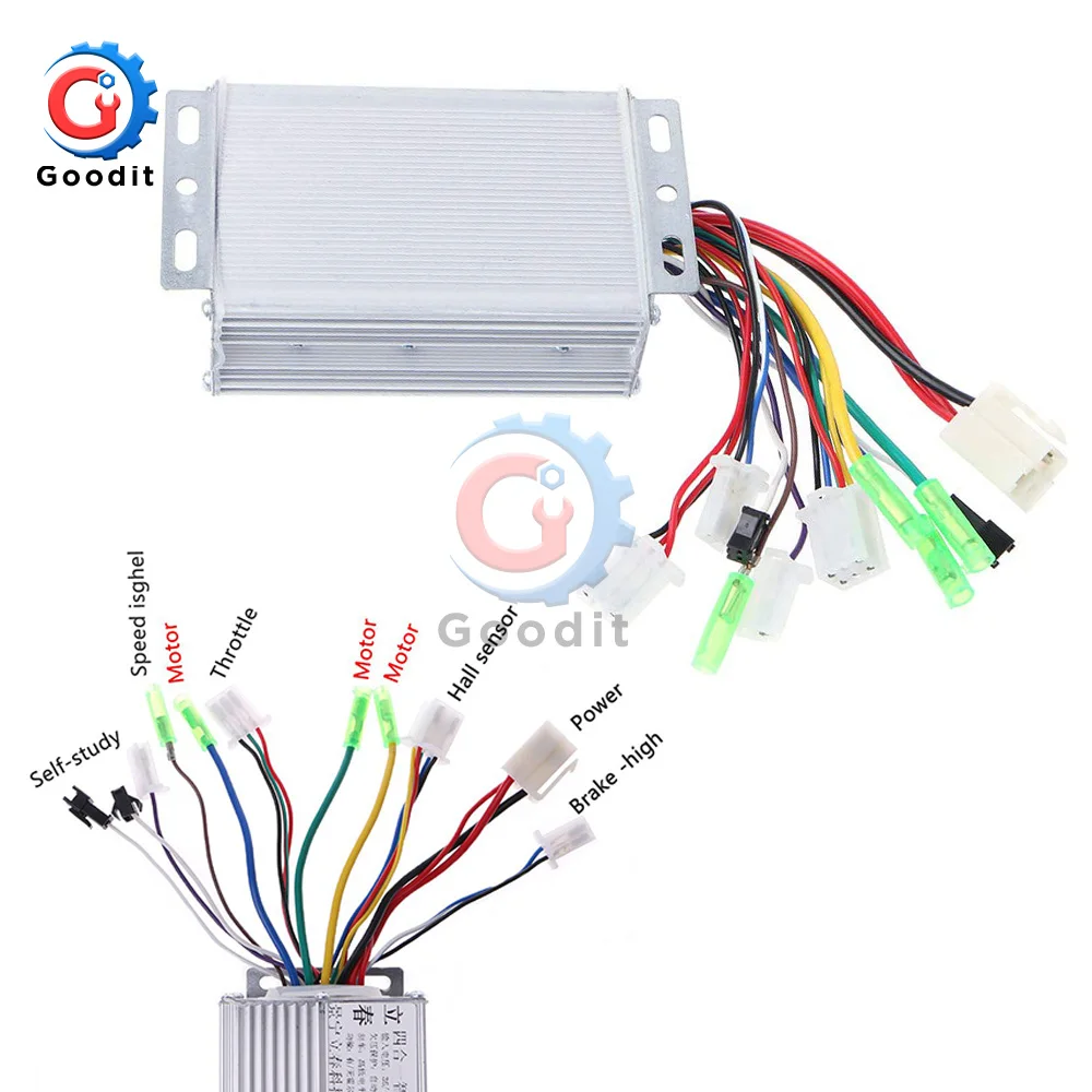DC 36 V/48 V 350W Бесщеточный Регулятор скорости двигателя постоянного тока для электрического велосипеда E-bike скутер 103x70x35mm с алюминиевым корпусом