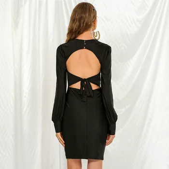 

2019 Autumn Slim Bodycon Dress Women Long Sleeve Fashion Club Party es Vestidos Robes