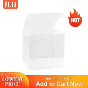 

50Pcs/lot Transparent Clear Gift Candy Box Square PVC Chocolate Bags Boxes Wedding Favor Party Event Decoration