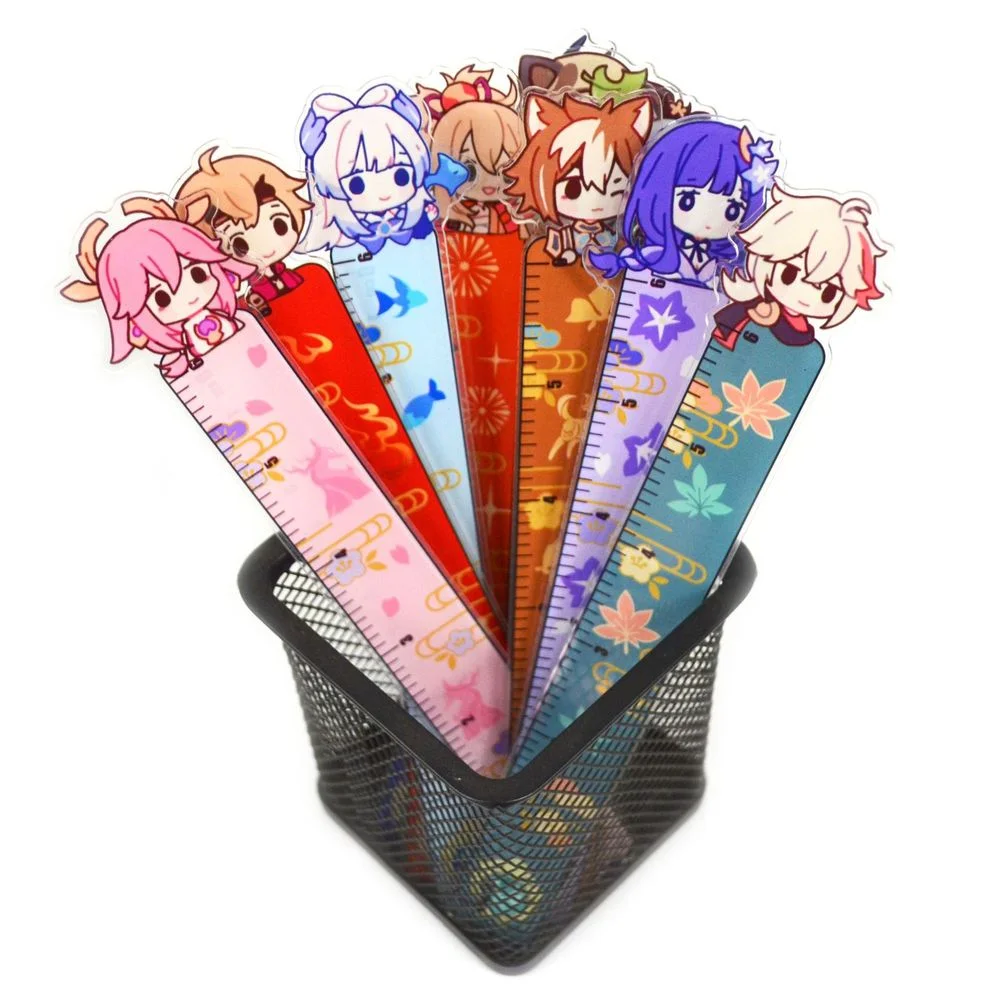 Hot Game Genshin Impact Ke Qing Barbara Gan Yu Hu Tao Acrylic Ruler Exquisite Printed Material Fans Collection Props | Украшения и