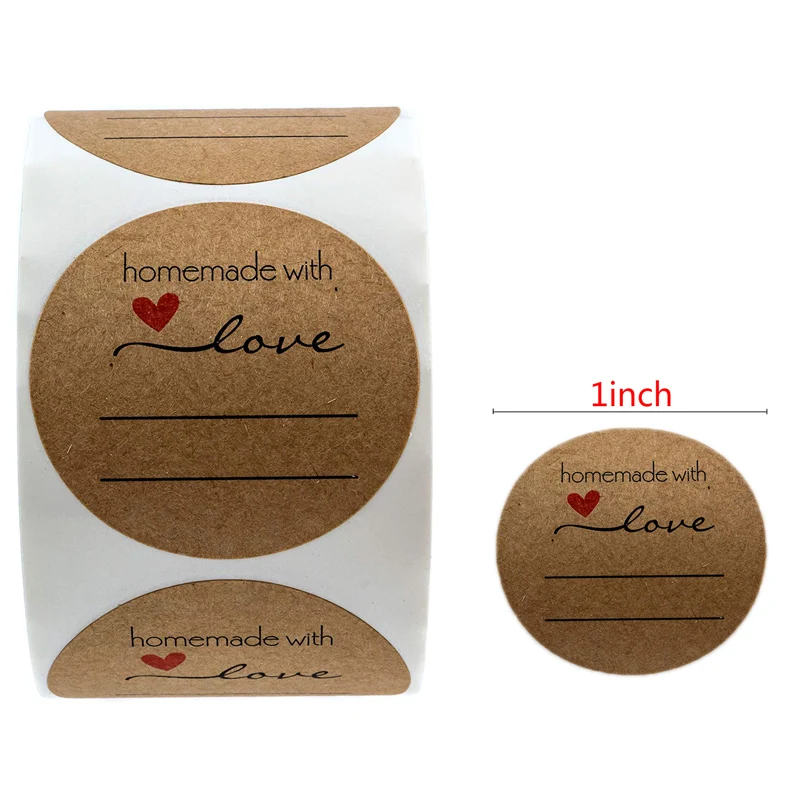 Наклейки самодельные с надписью With Love 1 дюйм 500 шт. в рулоне|Канцелярские наклейки|