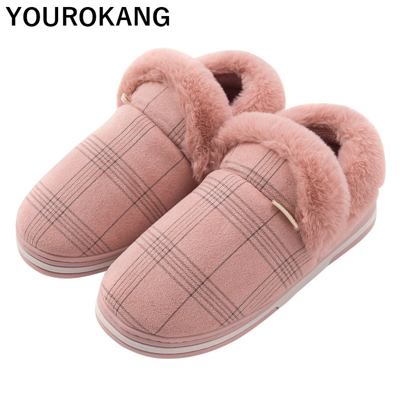 

Women Shoes Winter Warm Home Slippers Lovers Indoor Bedroom Floor Cotton Slippers Unisex Plush Footwear Furry 2019 New Arrival