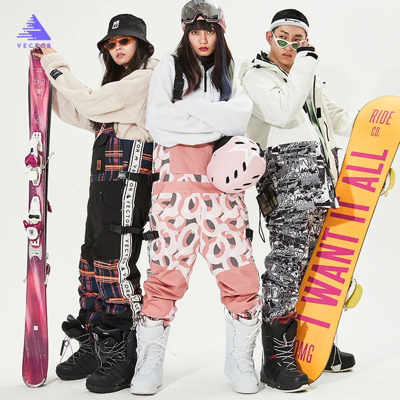 Thick Men Women Ski Pants Straight Full Overalls Jumpsuit Skiing Bib Waterproof Winter Warm Windproof Outdoor Sports Snowboard