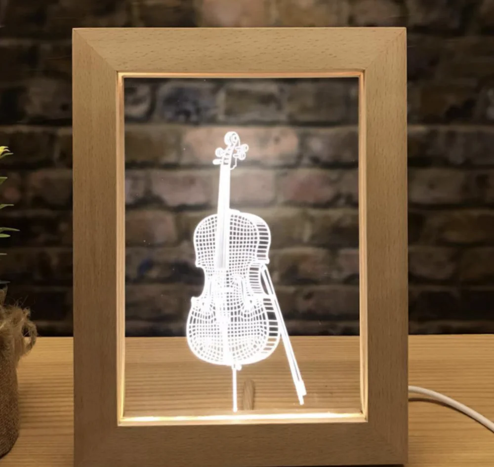 Camera Image Lamp 3D Visual Wooden Photo Frame Light 3W Warm Light Night Lamp USB Atmosphere Night Light Beech Or Oak Random