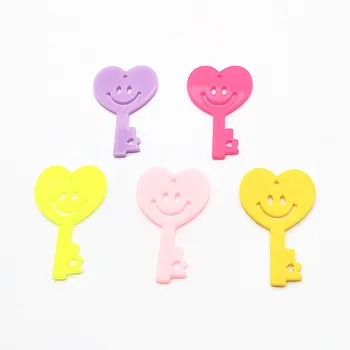 

New arrival! 50x30mm 100pcs Neon effect smiley key shape Charm for Ear DIY Making parts,Jewelry Accessories Findings & Component