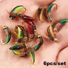 Lot d'appâts artificiels pour la pêche à la mouche, pack de leurres pour attraper des poissons tels que des truites, des ménés, des ménés et des crevettes, 6 pièces 