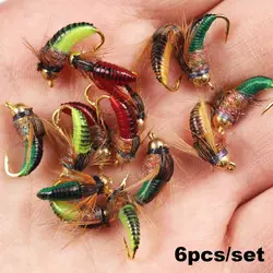 6PCS Brass Bead Head Trout Fly Fishing Flies Streamer Fly Muddler Egg Leech  Minnow Shrimp Artificial Lure Bait