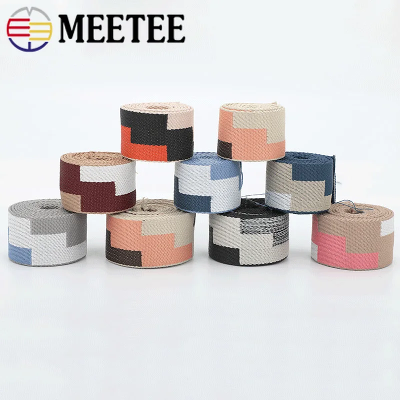 

Meetee 4M 38mm Polyester Jacquard Webbing Luggage Decorative Belt Lace Ribbon DIY Bags Strap Webbing Textile Accessories RD050