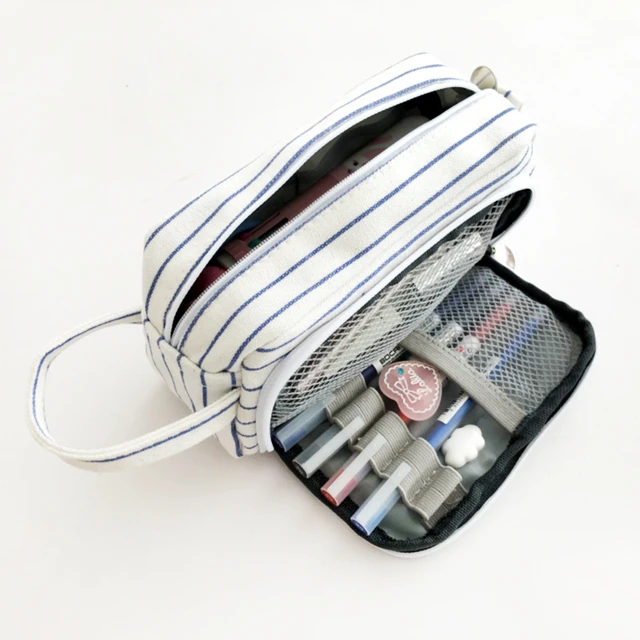 1pc Solid Color Multi-layer Pencil Bag, Cute Stationery Bag For Students  And Office Workers