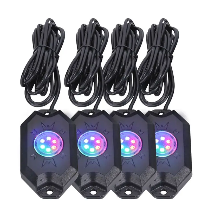 Модификация автомобиля 4 RGB светодиодные горные фонари внедорожная музыка беспроводной Bluetooth управление
