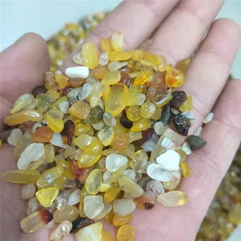 

100g Cheap price high quality natural yellow color agate gravel crystal quartz tumbled stone 5-7mm for decoration