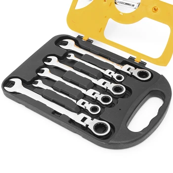 

High-quality 8-19mm 7pcs/set Unidirectional Adjustable Dual-purpose Combination Wrench Set Matte Ratchet Quick Spanner Hand Tool