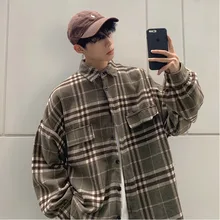 Японская Осенняя новая Корейская версия большого размера, свободный свитер в клетку с круглым вырезом, повседневная одежда, свитер для пары