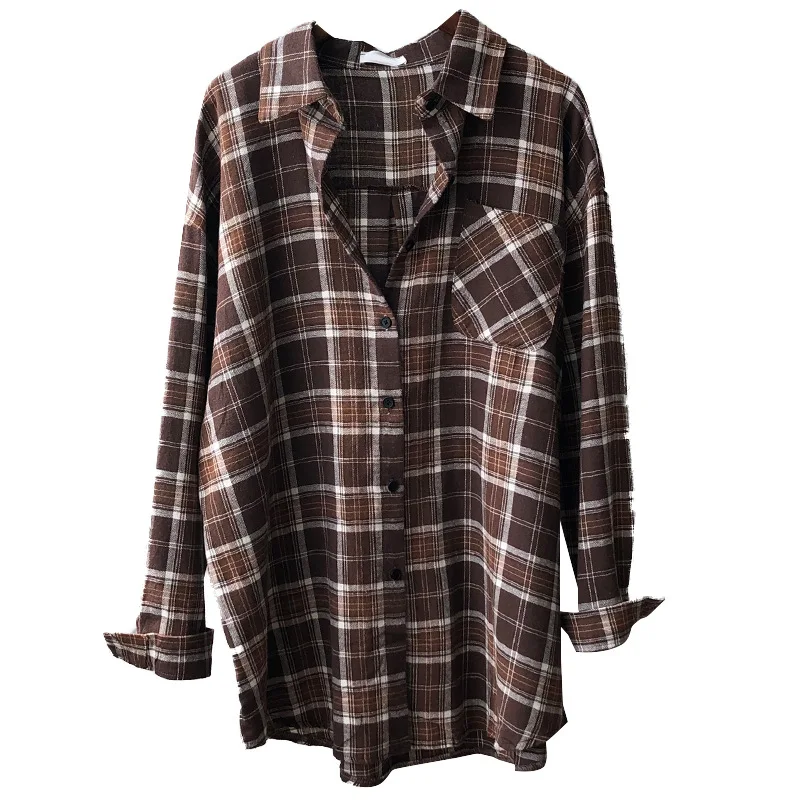 

2020 Women Shirt New design sense plaid shirt women Korean style loose long-sleeved temperament outer jacket and outer wear