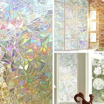 

3D No Glue Static Embossed Decorative Window Films Rainbow Sticker Stained Anti UV Self-adhesive