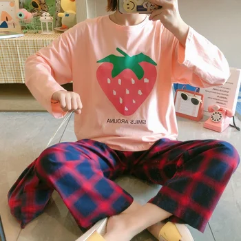 

New Arrivals Women Home Wear 2020 Summer Short Sleeved Women Pajamas Set Long Pant Pyjamas Sets Cotton Leisure Sleepwear Top