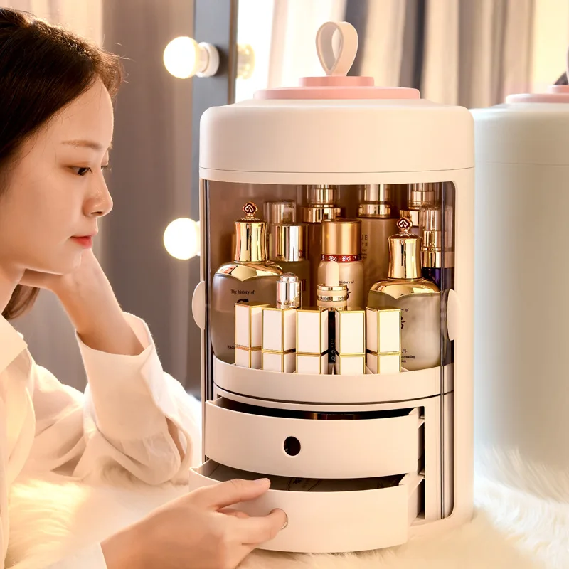 

2019 New Style Net Red Dustproof Cosmetic Storage Box Spinning Drawer-Type Skin Care Products Shelf Hand Cosmetic Box