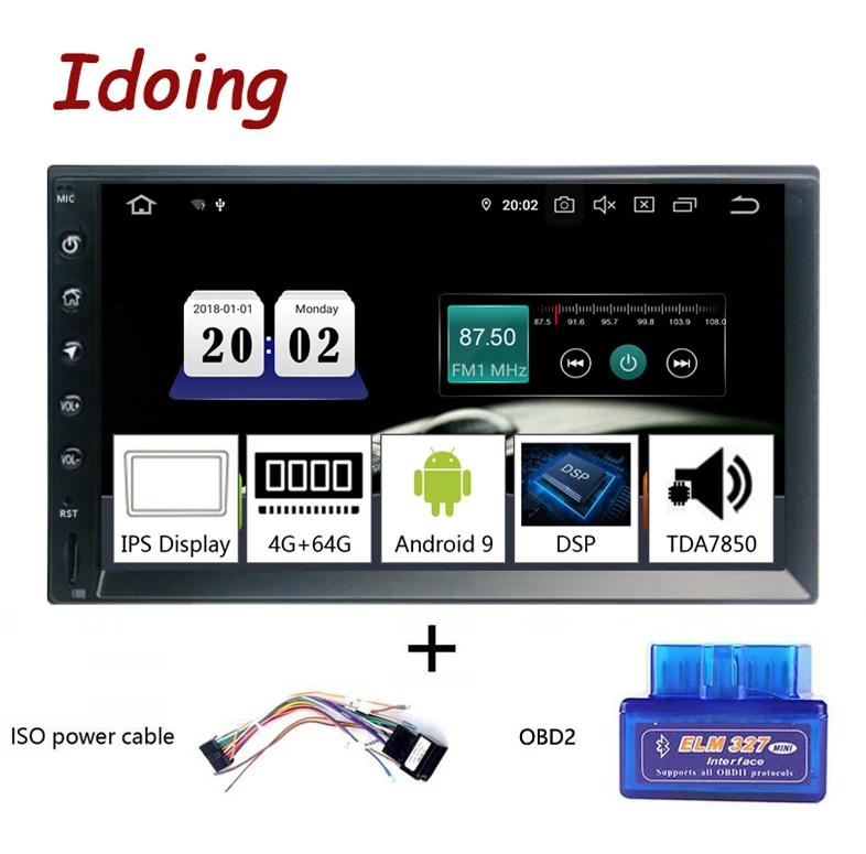 Idoing 2Din " PX5 4G+ 64G Восьмиядерный Универсальный Автомобильный gps радио плеер Android 9,0 ips экран навигация Мультимедиа Bluetooth TDA7850 - Цвет: ISO and obd