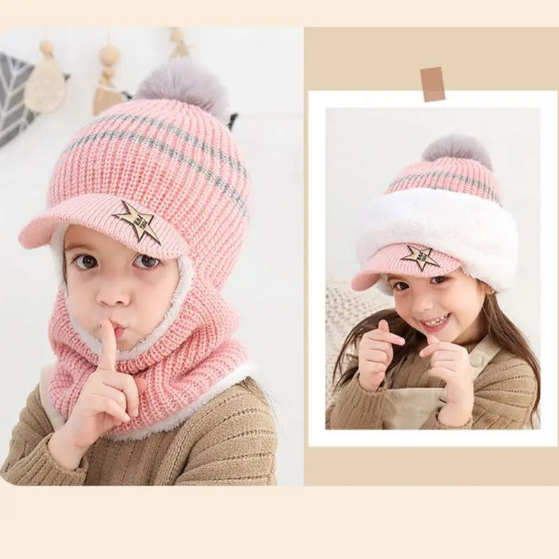 Baby Winter Hat Pom Pom Beanie Hats Baby Girl and Boy Hat with Warm Fleece Lining Caps for Kids
