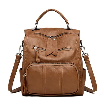 

2019 New Bag Women's Multi-function Backpack Bag New Soft PU Young Mommy Leisure Bags