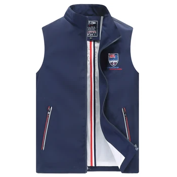 

Blue White Yellow Plus Size 4XL Men's Vest Flag Embroidery Stand Collar Sleeveless Jacket Men Fashion Casual Waistcoat for Male