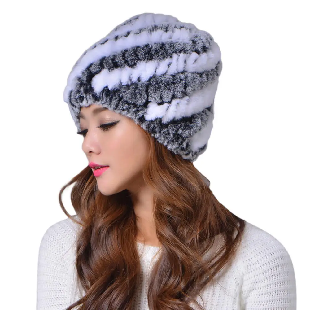 Gray white Studyset шапка из кроличьей шерсти высокого качества унисекс зимняя утепленная Теплая Шапка-бини модная универсальная Кепка в стиле ананаса - Цвет: Gray white