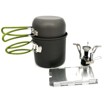 

Aluminum Alloy Camping Pot Set Hiking Picnic Tourist Green Tableware Set Mini Gas Stove Outdoor Camping Trip Cookware