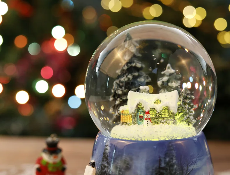 Free shipping Snow crystal ball crystal ball Christmas music box crystal ball music box snow Christmas music box