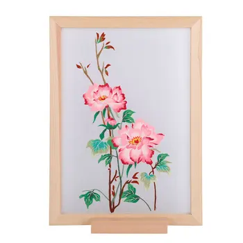 

DIY Chinese Peony Flower Pattern Embroidery Kit with Wooden Frame Needlework Cross Stitch Handmade Swing Craft Home Decor