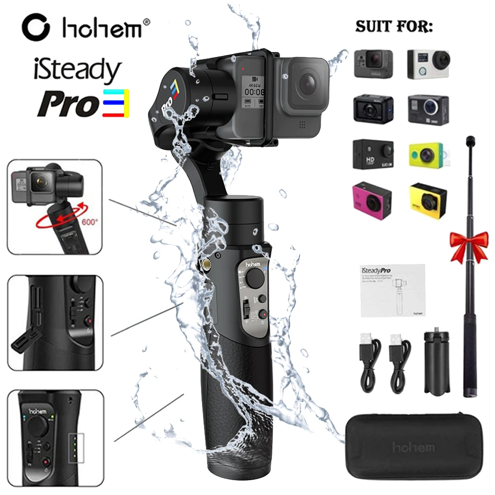 Hohem 3axis Handheld Gimbal Waterproof Action Camera Stabilizer For Dji Osmo Gopro Hero8//7/6/5