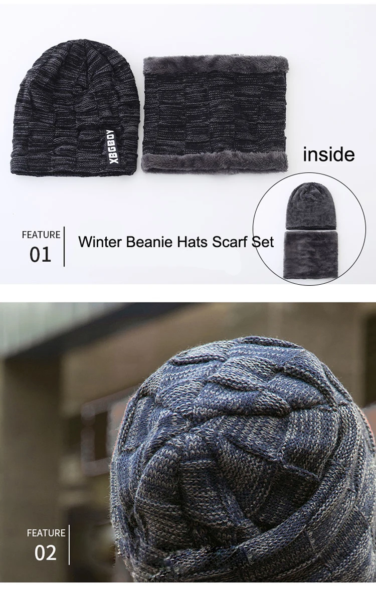 Зимняя шапочка-шарф, комплект из 2 предметов, теплая вязаная шляпа-Кепка с черепом, теплая зимняя шапка с флисовой подкладкой и шарф для мужчин и женщин