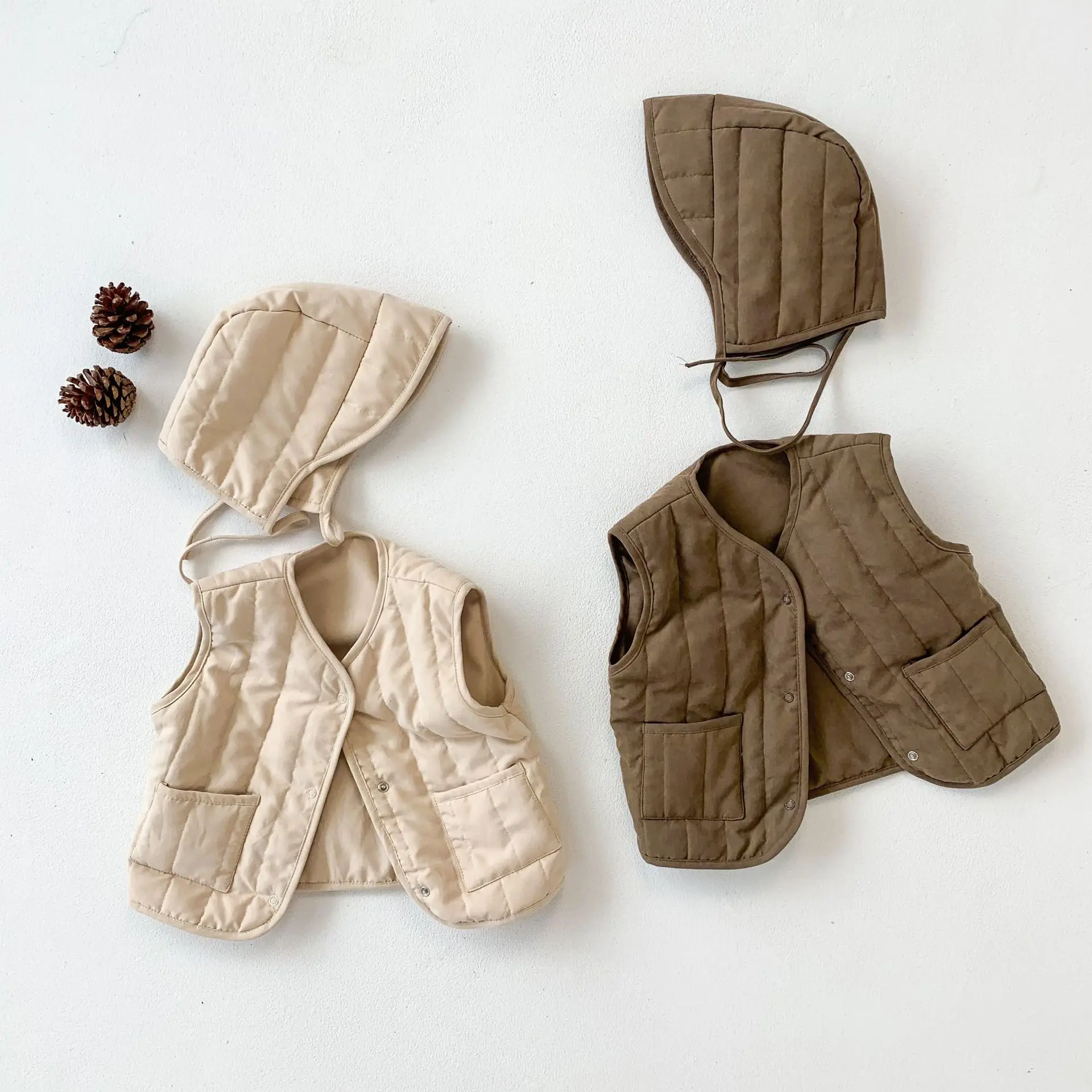 Korean Style Winter Newborn Baby Cotton-padded Vest Hooded Warm Sleeveless Coats Infants Clothes Toddlers Kids Waistcoats children vest
