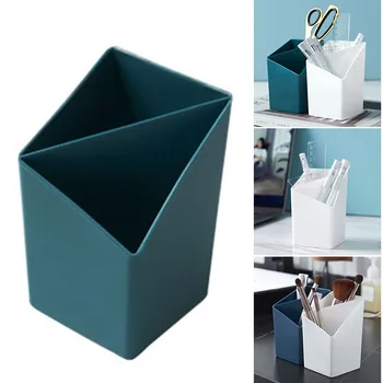 

Nordic Simple Geometric Storage Box Desk Pen Holder Makeup Storage Box 2 Slots for Home Organizer Plastic Drop Shipping