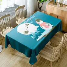 Скатерть из водонепроницаемой ткани с изображением колокольчиков и снежинок, вечерние рождественские скатерти с изображением снеговика, 152 см X L214cm