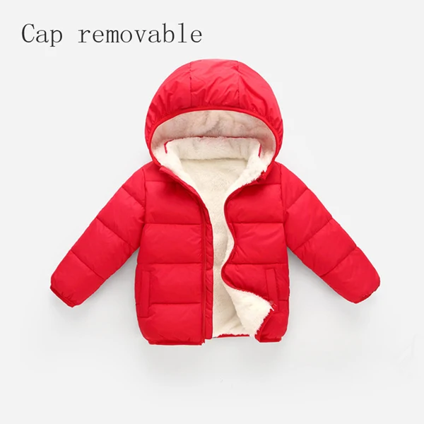 Детский Зимний пуховик для детей, теплая одежда, пальто с капюшоном для мальчиков и девочек, верхняя одежда из овечьей шерсти, детская хлопковая куртка, TZ137 - Цвет: Red  Removable