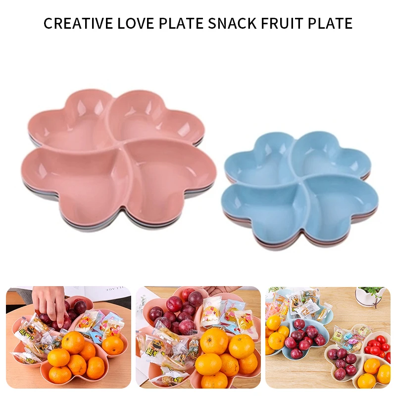 

4-Compartment Heart Shaped Appetizer Serving Tray Plates Storage Box Dried Fruit Snack Plates Divided Candy Dessert Container