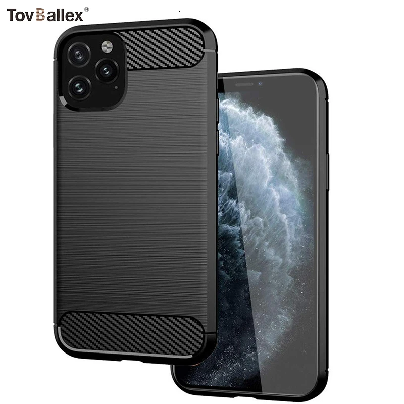 100 шт. чехол для телефона Apple iPhone 11 Pro Max XS XR X 8 7 6 6S Plus SE 5s мягкий, гибкий, из ТПУ чехол из углеродного волокна с защитой от отпечатков пальцев