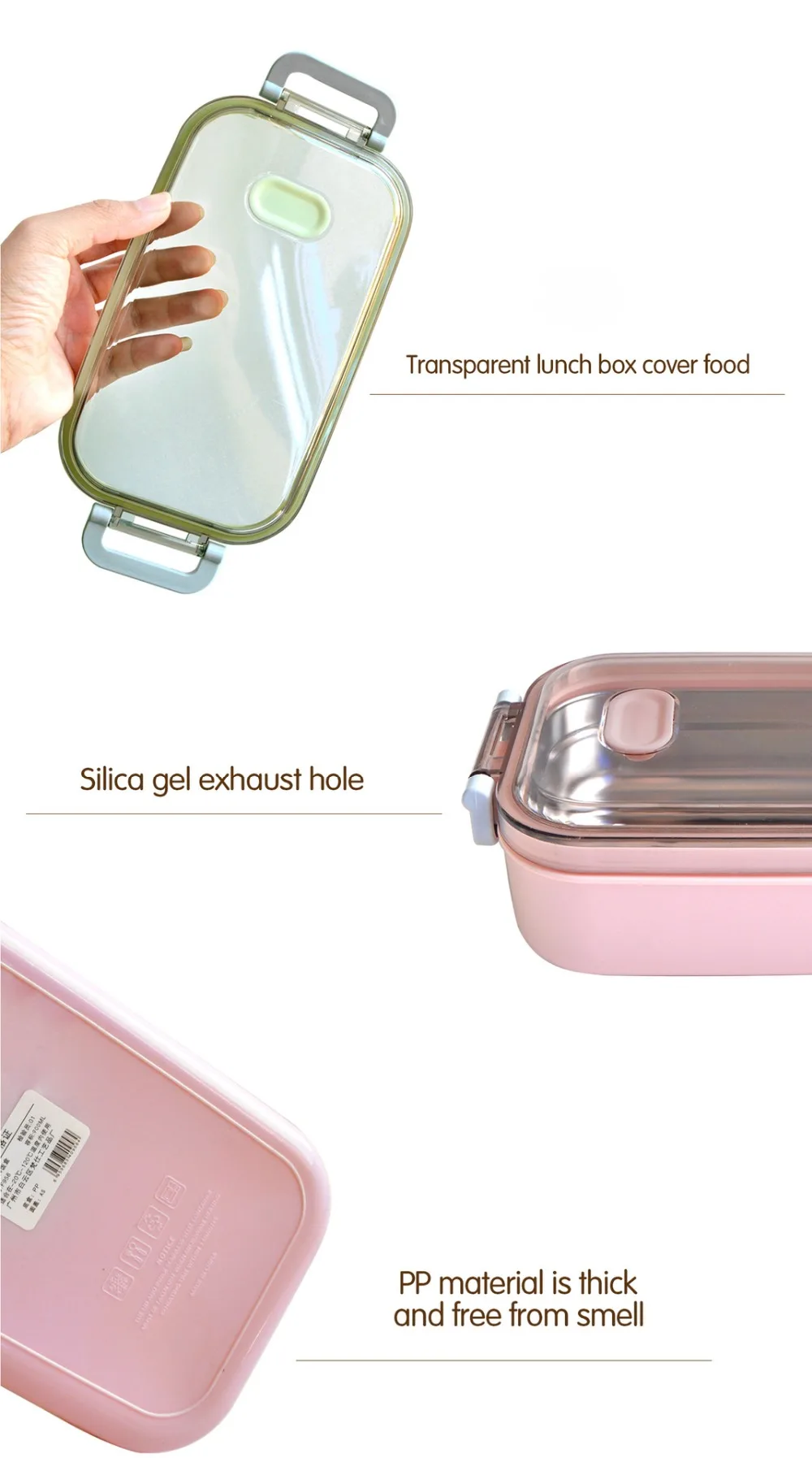 TUUTH Lunch Box Stainless Steel 800ml-capacity Microwave Heating Portable Dinne Food Containers Adults Lady Kids B10