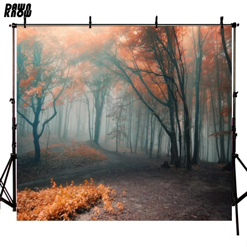 DAWNKNOW Autumn Scenery Photography Background For Wedding Forest Red Leaf Tree Customize Backdrop Photo Studio F185 | Электроника