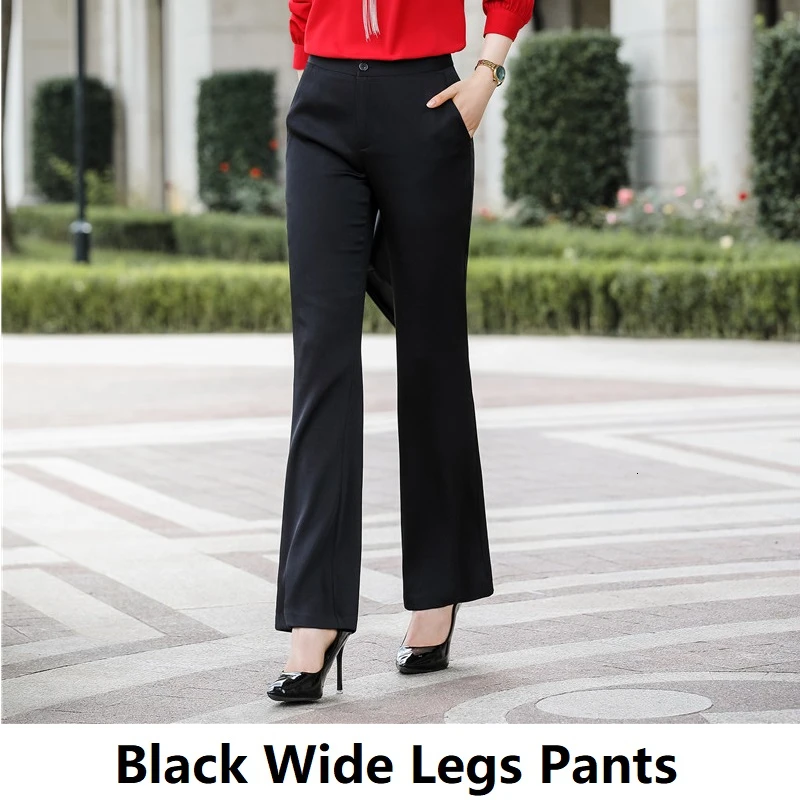 Wide Leg Pants Новое поступление, модные стильные женские блузки с длинным рукавом и рубашки для женщин, офисная одежда, шифоновая блузка с v-образным вырезом, топы, одежда - Цвет: Wide Leg Pants