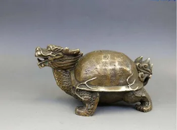 

YM 308 China Brass Feng Shui Copper Chinese Longevity Dragon turtle Sculpture Statue