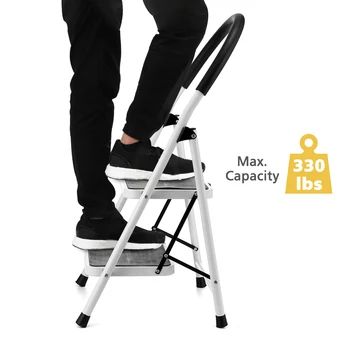 

2 Step Ladder & Step Stools Aluminum Folding Step Stool Wide Anti- Slip Platform Portable Stepladder for Home Kitchen Patio