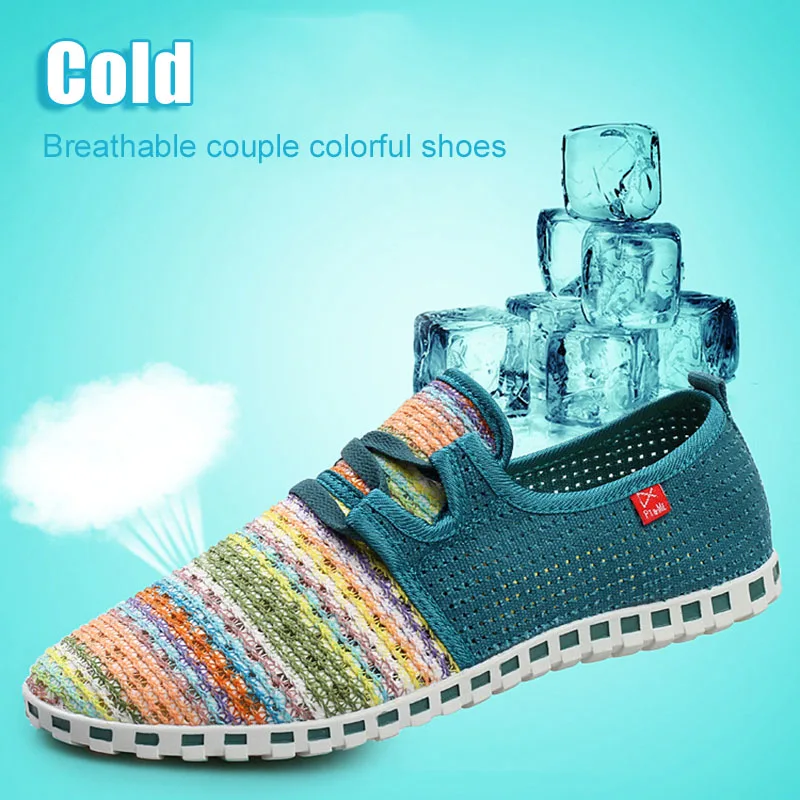 

2019 New Fashion Men Women Breathable Mesh Shoes Rainbow Color Hollow Out Shoes for Summer C55